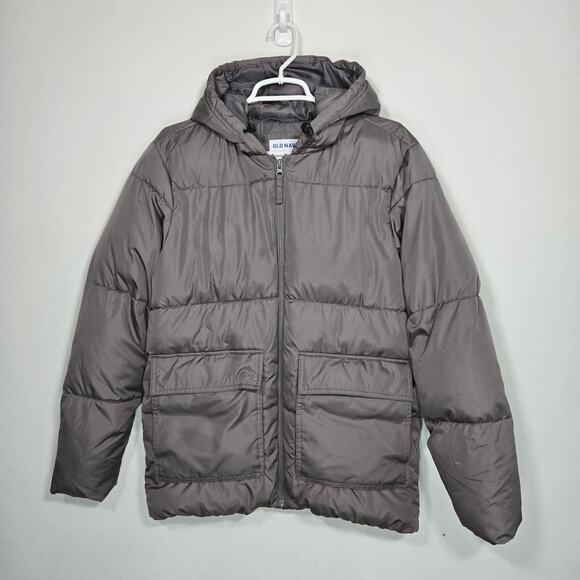 Old Navy Men's Gray Hooded Puffer Jacket. Size S - Picture 1 of 5